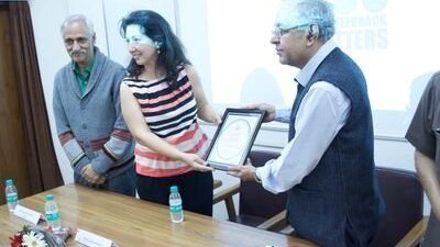From left: Prof. Alok Srivastava, Dean, Department of Chemistry, Prof. Kalina Peneva, Prof. Arun Kumar Grover, Vice Chancellor of Panjab University.